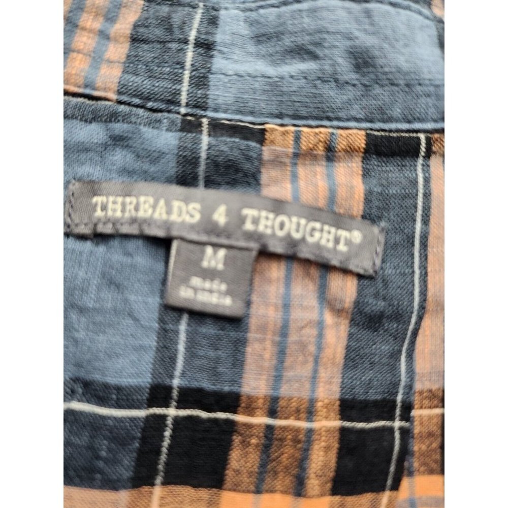 Threads 4 Thought Womens Shirt Size Medium Blue Plaid Organic Cotton Hi-Low NWT - Picture 3 of 10